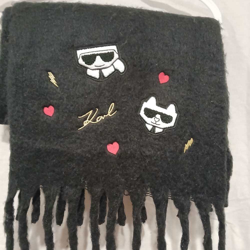 Karl Lagerfeld Black Scarf